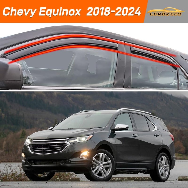 LONGKEES in-Channel Window Visors Rain Guards FIT (2018-2024) – 4-Piece in-Channel Dark-Smoke Polycarbonate Vent Deflectors - Image 2